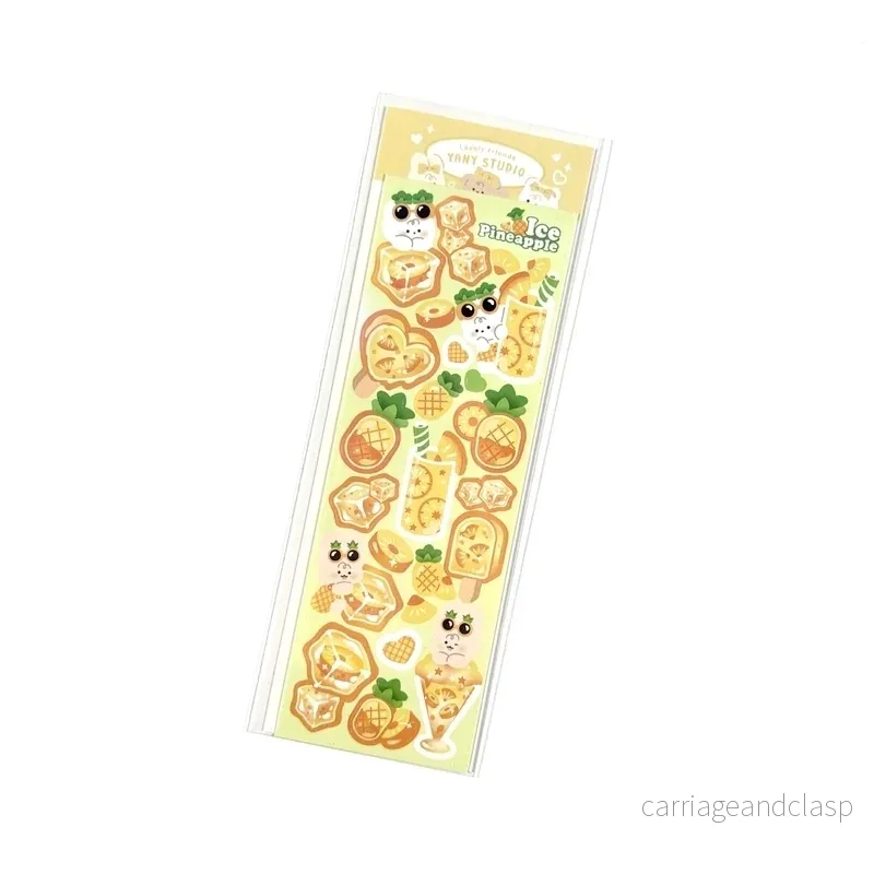 Söta stickers ark – Ice Pineapple kawaii design för dagböcker och pyssel Söta stickers ark – Ice Pineapple kawaii design för dagböcker och pyssel
