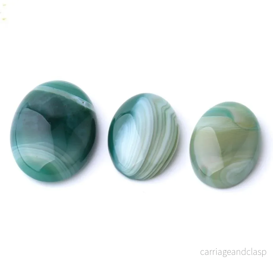 Oval Natural Green Agate Stones | Veska - Bild 2