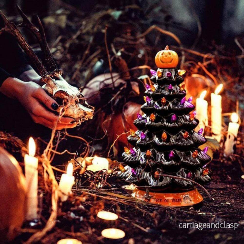 LED Ljus Halloween Pumpa Pynt Träd | Veska - Bild 2