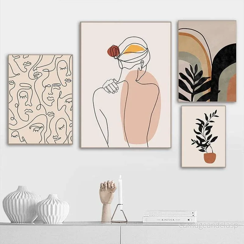 Minimalistisk Abstrakt Ansikte Löv Målning | Veska - Bild 2