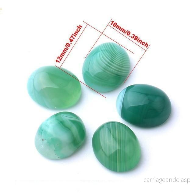 Oval Natural Green Agate Stones | Veska