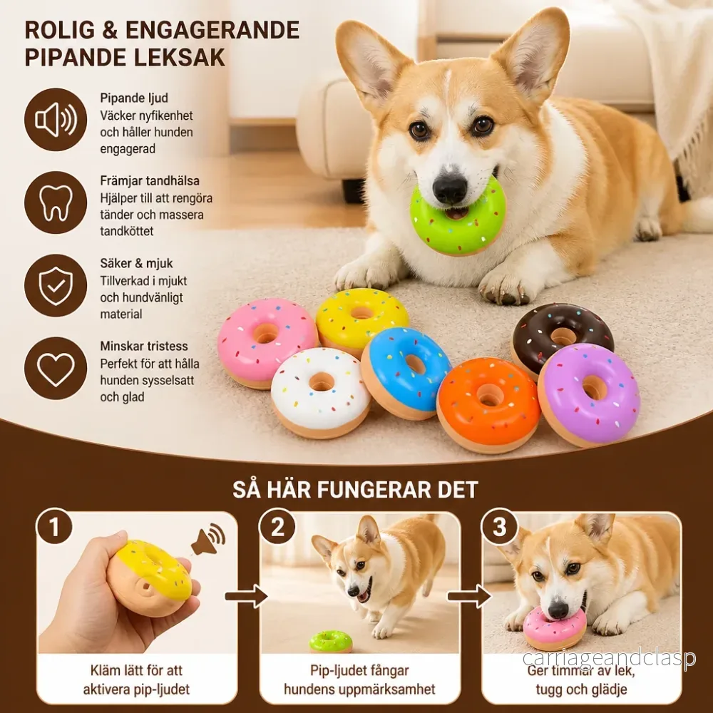 Färgglad Pipande Donut-Hundleksak - Bild 2