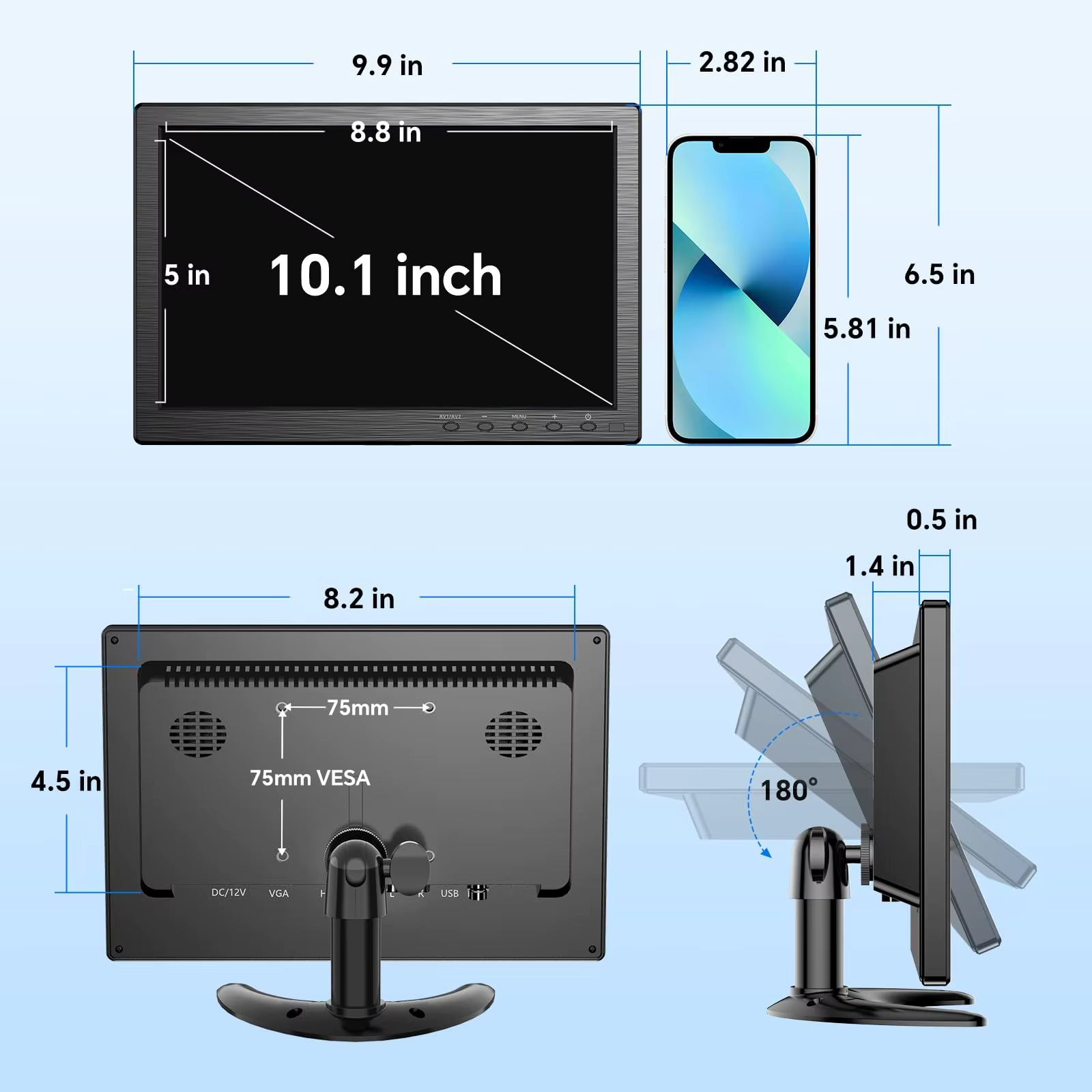 AlarmsystemExpert.nl TFT 10" Full HD-monitor inkl. stativ - Bild 2