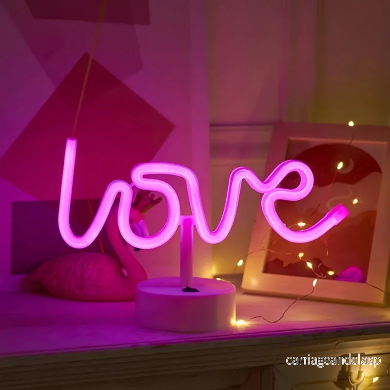 NeonLove Lampa – Belyst Neon Bordslampa för Fester Veska