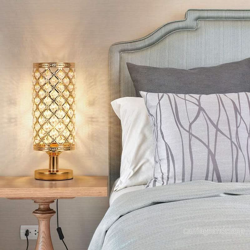 Modern Kristall USB Bordslampa – Guld eller Silver | Veska