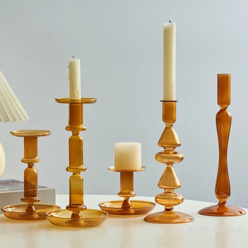 Amber Modern Glass Candle Holder | Veska Amber Modern Glass Candle Holder | Veska