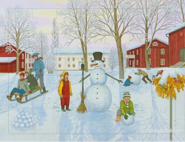 Erkers Marie Persson – Pussel – Snölek från Alsters herrgård i Värmland Erkers Marie Persson – Pussel – Snölek från Alsters herrgård i Värmland