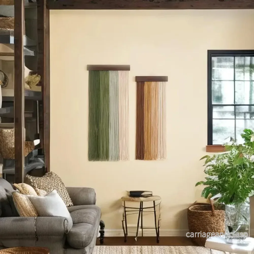 2 st Macrame Vägghängande Tapestry Ornament │ Textil Väggkonst för Boho Hemhylla Dekor | Veska - Bild 3