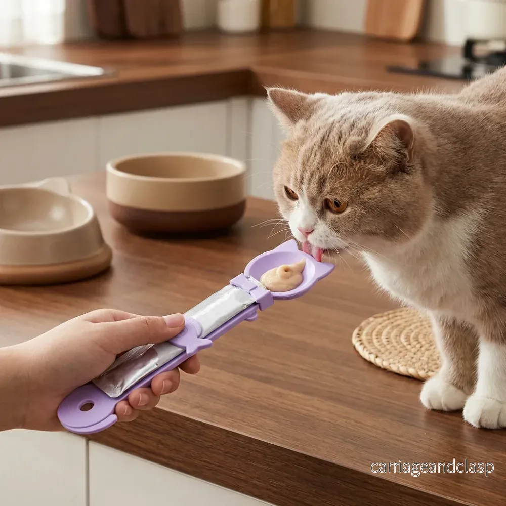 Leckerlöffel för katter – Foder- och snacksdispenser med lång handtag
