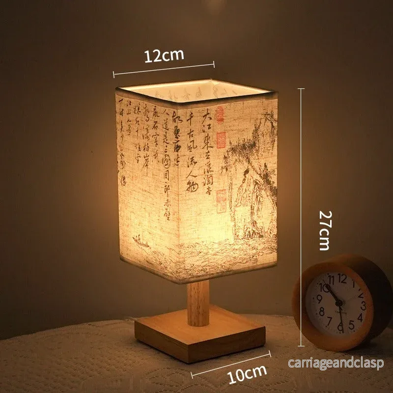 LED bordslampa i kvadratisk design – trådbas med japanskt mönster | Veska