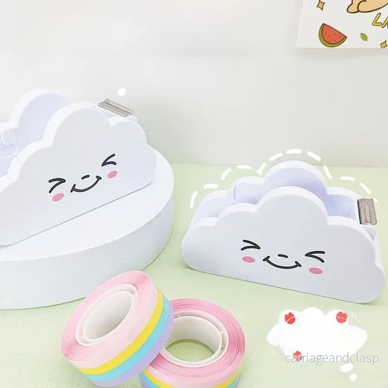 Söt Molnformad Tejphållare med Regnbågstejp - 25m x 1,8cm Kawaii Skrivbord - Bild 3