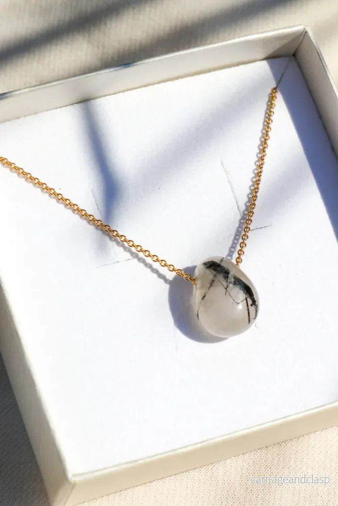 Litet halsband med turmalinkvartsdroppar - Bild 3