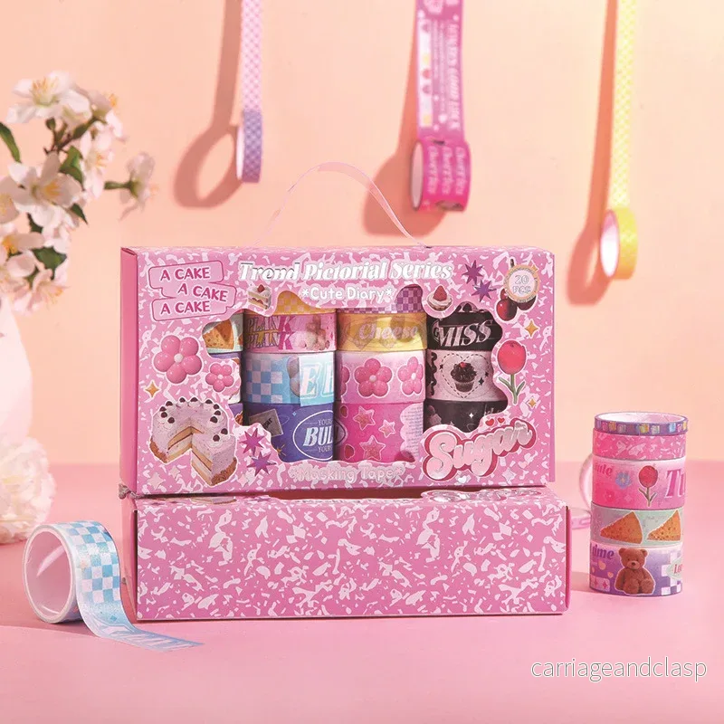 Washitejp set 20 st – Sugar/socker i pastellfärger, olika bredder