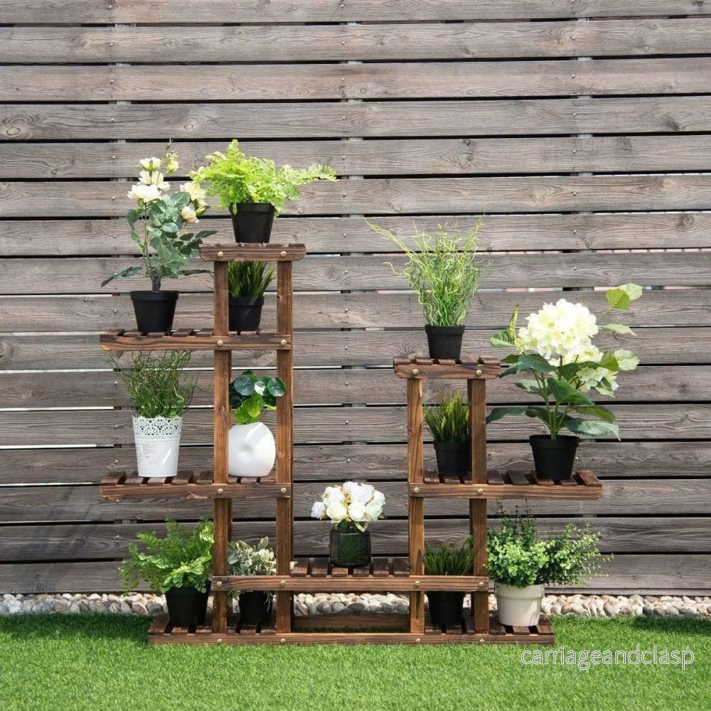 6-Tier Lagererad Träplantställ | Veska - Bild 2