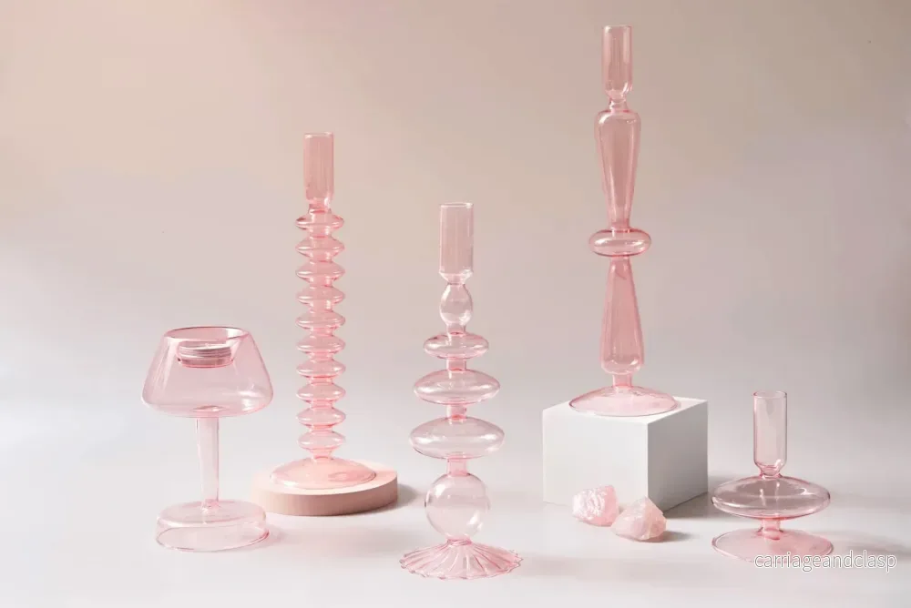 Modern Glass Candleholder-Baby Pink | Veska - Bild 3