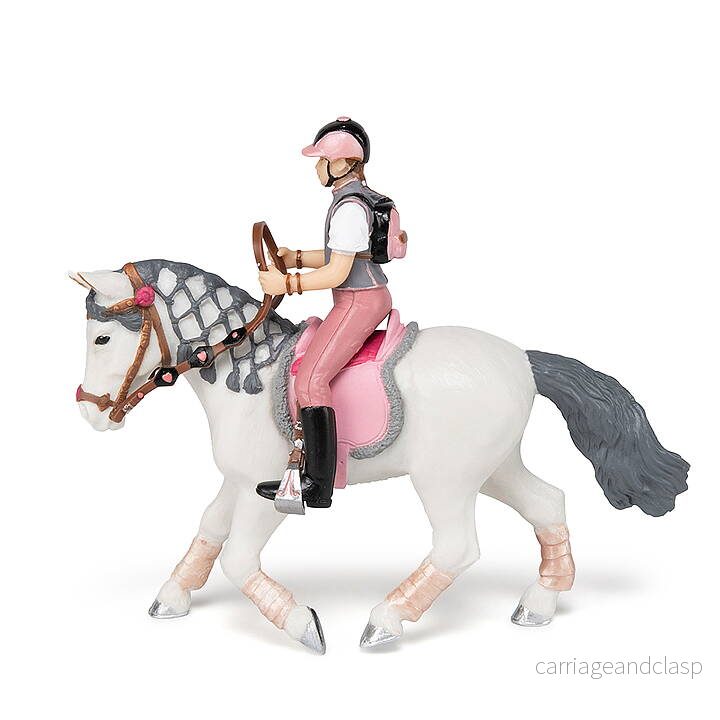 Papo - Ponny skrittande, med sadel rosa schabrak - Bild 3