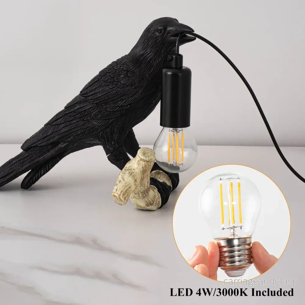 Kreativ fågelbordslampa sängbord nattljus vardagsrum sovrum atmosfär mini lampa | Veska - Bild 3