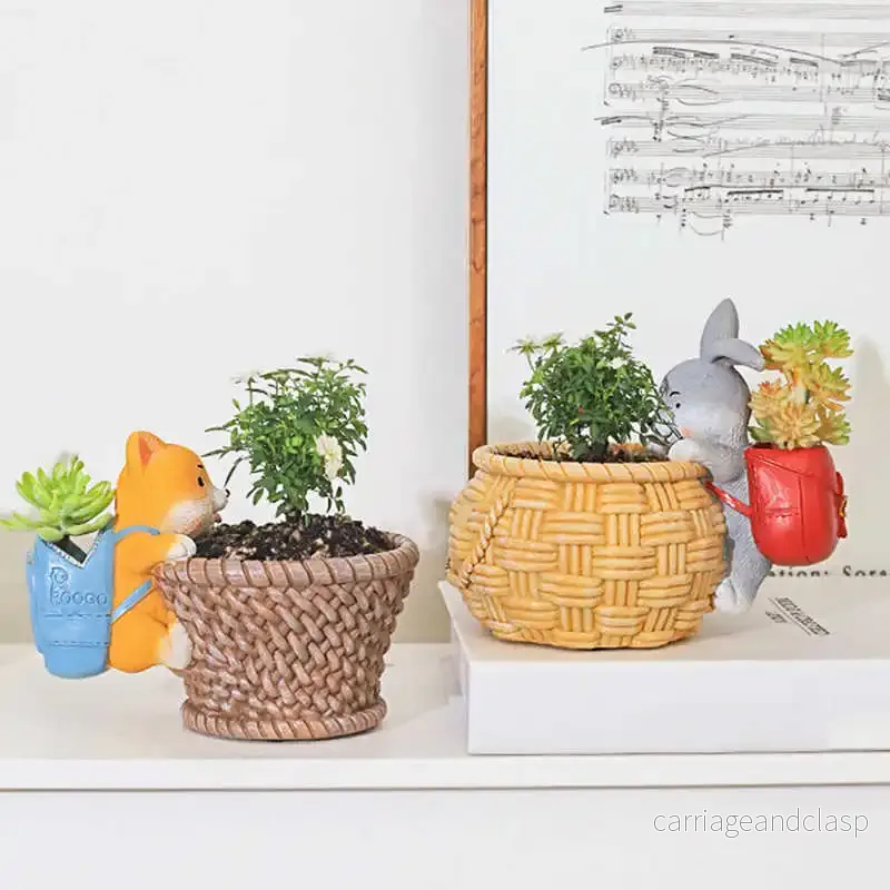 Royaleva Original Courtyard Flower Pot - Rustik Corgi & Kaninjakött Succulent Planter | Veska - Bild 2