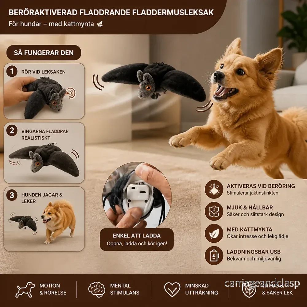 Beröringsaktiverad Fladdrande Fladdermusleksak För Hundar Med Kattmynta - Bild 2