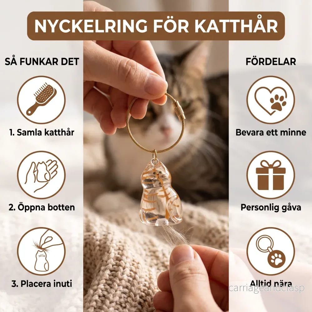Nyckelring För Katthår – Minneshållare För Husdjurspäls - Bild 2