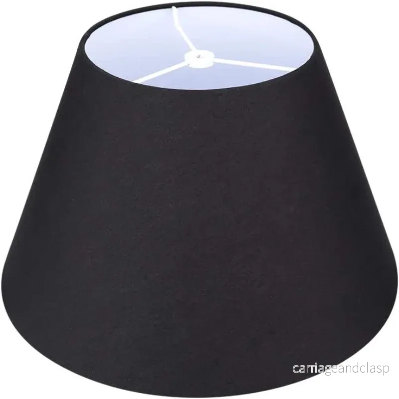 Medium lampskärm, fat tyg lampskärm för bordslampa och golvlampa, 7x13x7.8 tum, naturligt ventilerad linne, handgjord, spindel (vit) | Veska