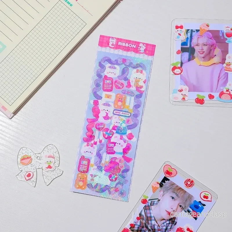 Kawaii stickers ark – Ribbon design för bullet journal, pyssel & dagbok Kawaii stickers ark – Ribbon design för bullet journal, pyssel & dagbok