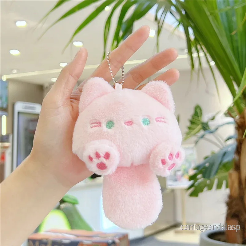 Söt kattnyckelring med plysch och pipsvans - kawaii accessoar - Bild 3