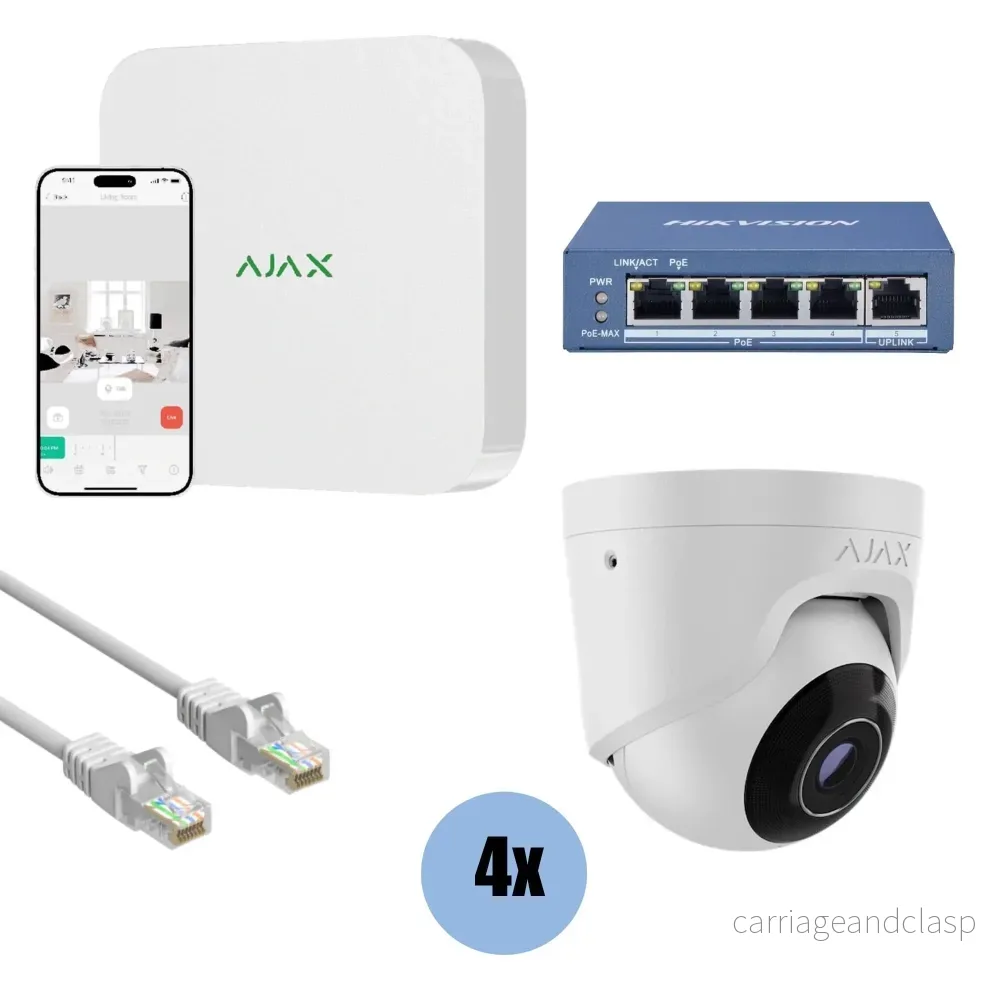 Ajax Systems Kit 4x Turret, NVR och kablage