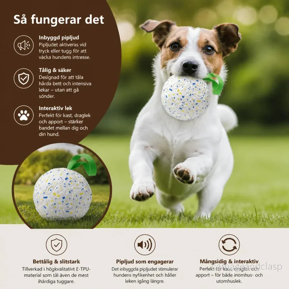 Oförstörbar Pipboll för Hundar – Bittålig Interaktiv Drag- och Apporteringsleksak - Bild 2