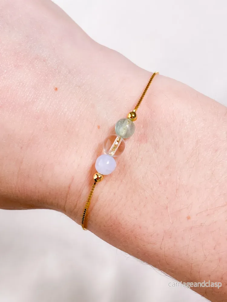 Akvamarin – Petite Heart – Guld