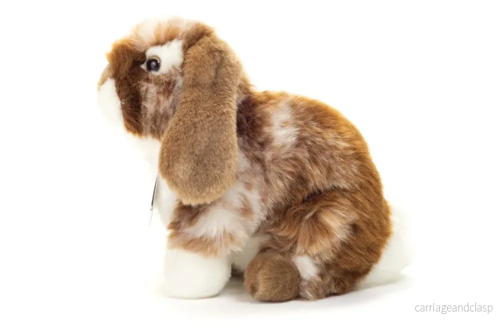 Hermann Teddy - Sittande kanin, mörkbrun med vita fläckar Gosedjur - Bild 3