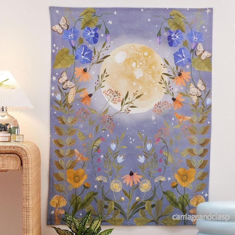 Psychedelic Full Moon Floral Vägghängning | Veska