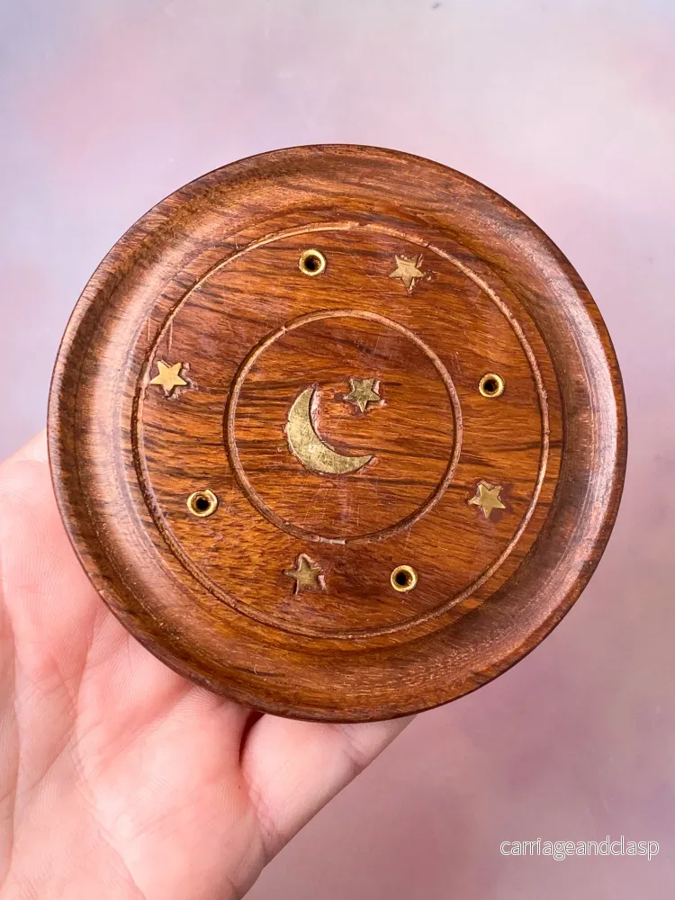 Rökelsehållare Precious Wood, Round (Brass Stars and Moon) - Bild 3