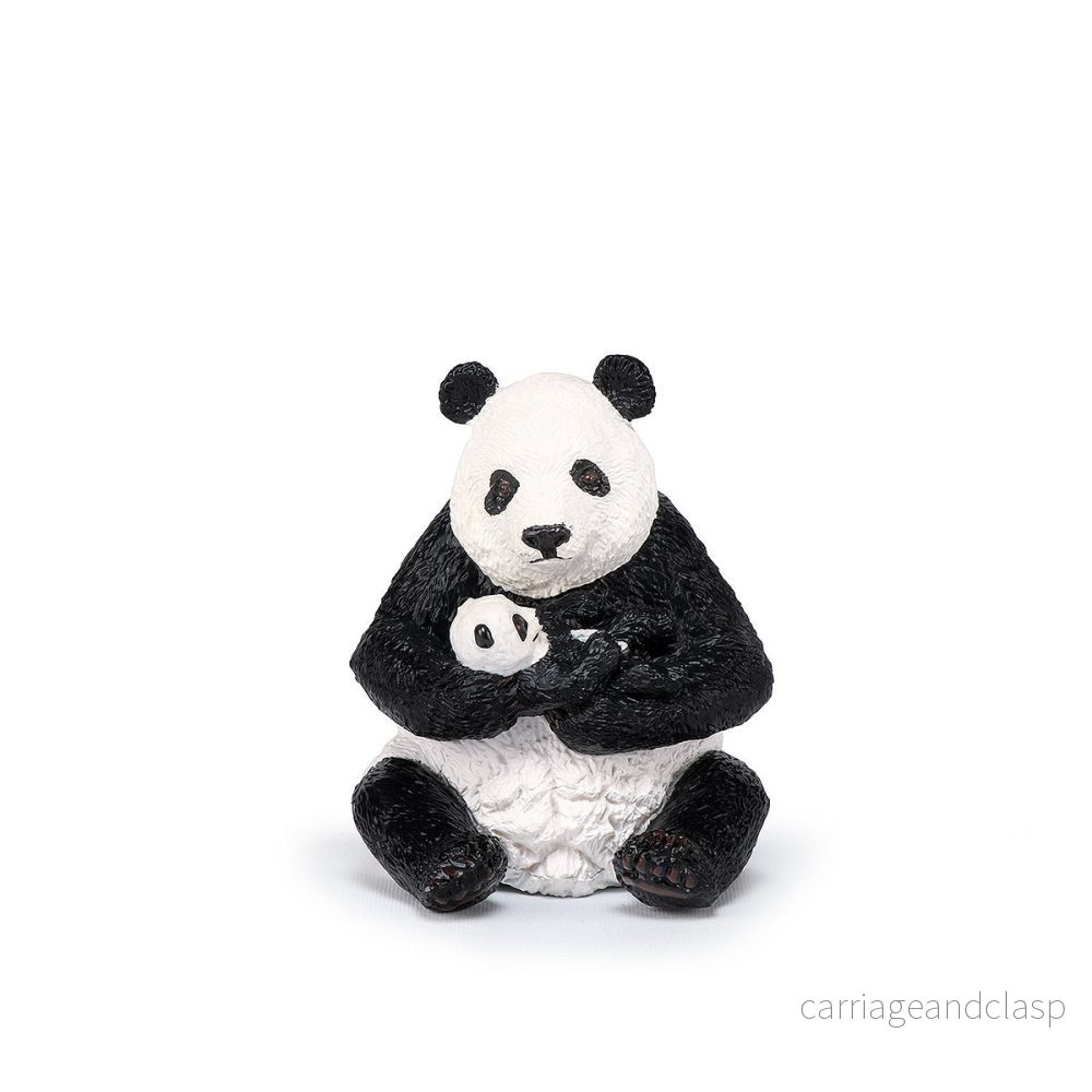 Papo - Panda med unge sittande