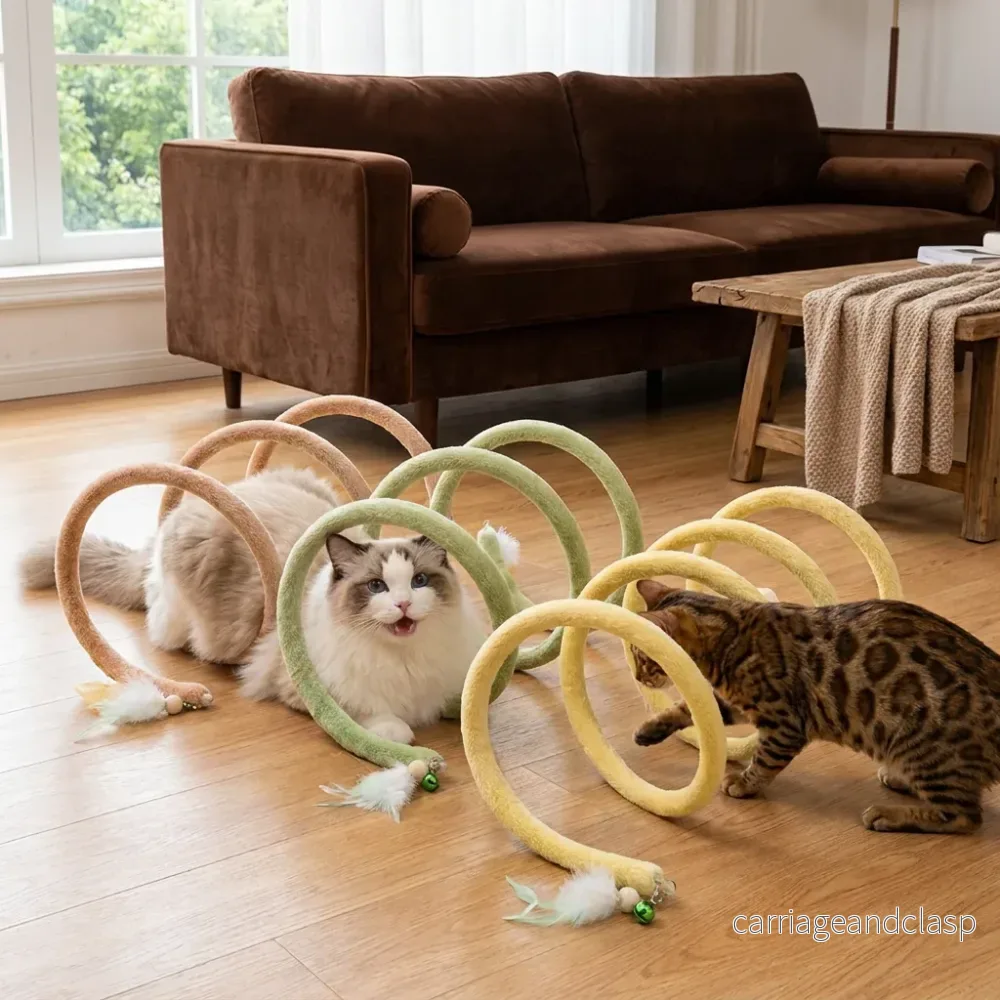 Hopfällbar Spiral Kattunnel Med Hängande Klocka Hopfällbar Spiral Kattunnel Med Hängande Klocka
