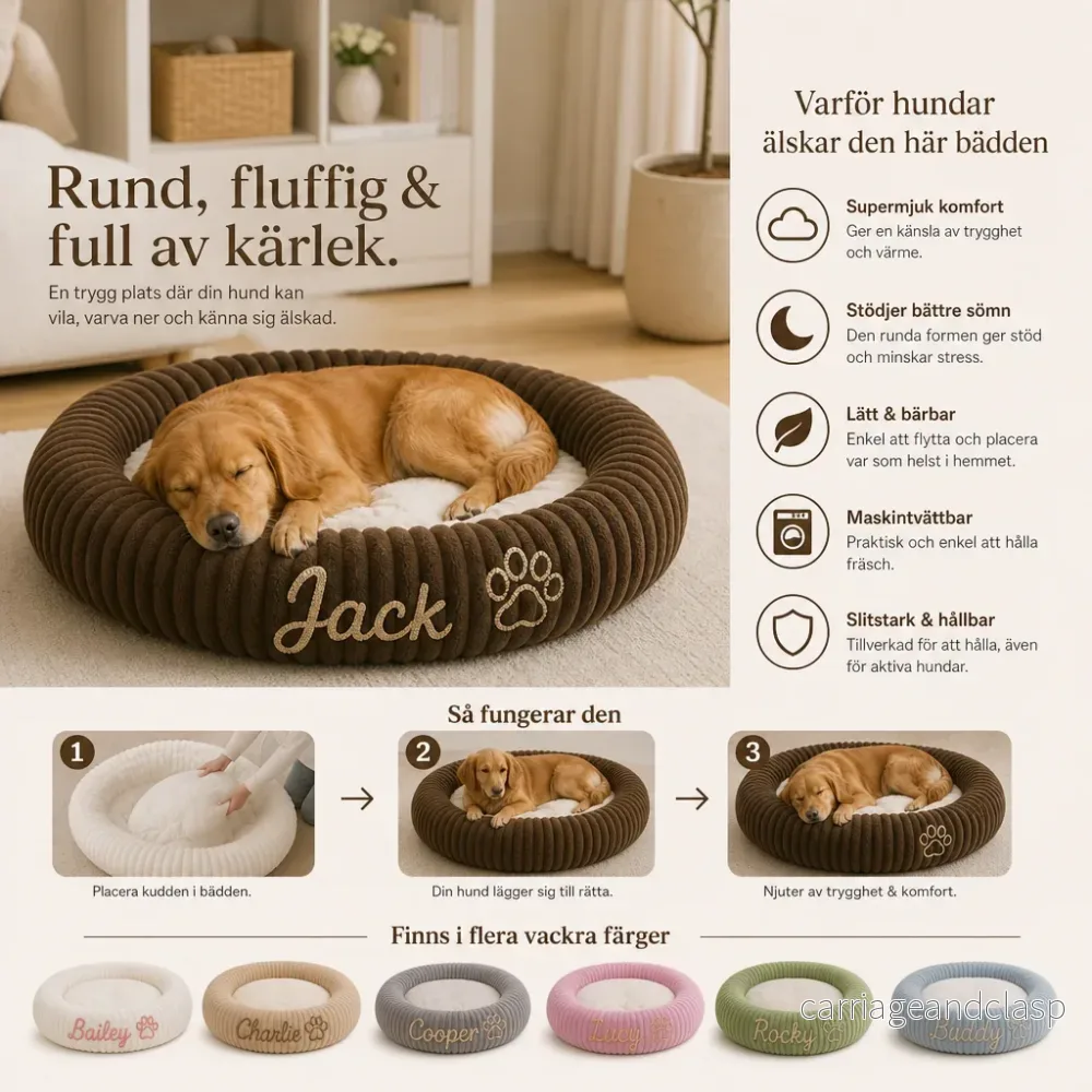 Personlig Rundt Fluffigt Hundbädd - Bild 2
