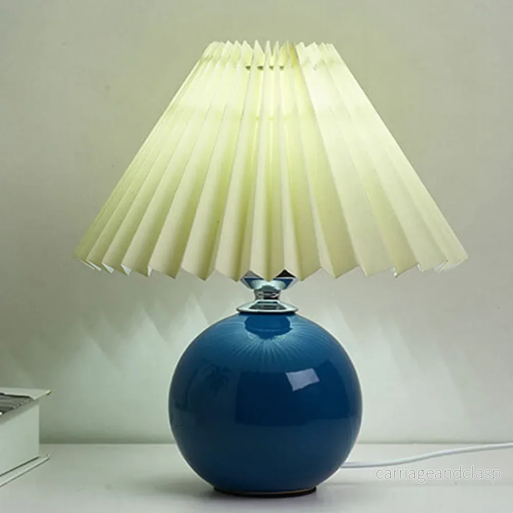 Nordisk minimalistisk 1-ljuskälla bordslampa gjord av keramik med veck | Veska - Bild 3