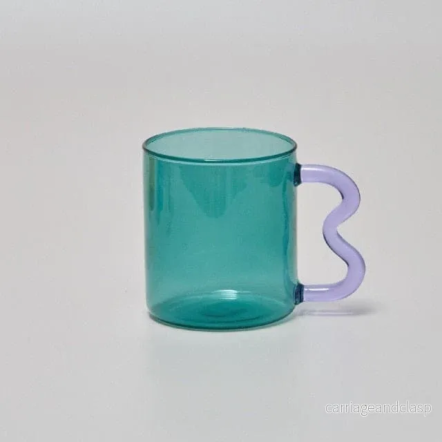 Handgjorda Vågiga Öra Glas Muggar | Veska Handgjorda Vågiga Öra Glas Muggar | Veska