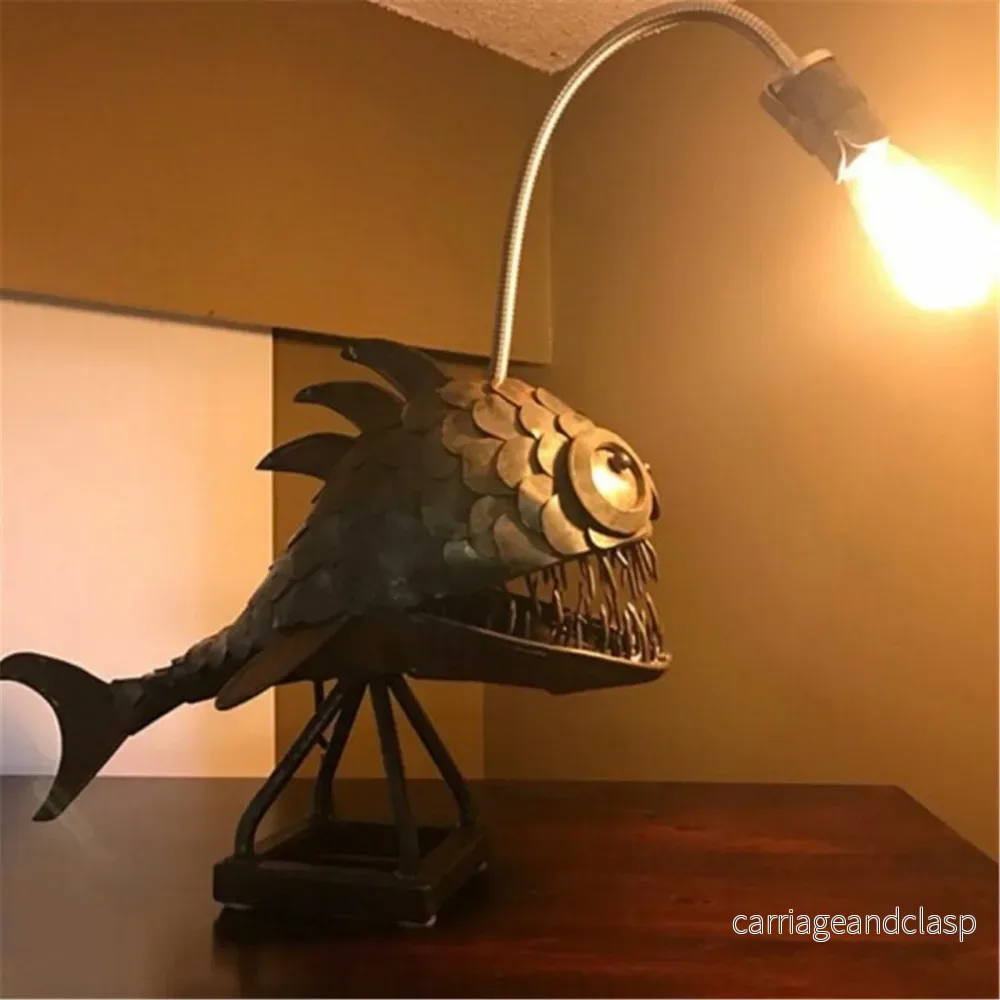 Retro Bordslampa Anglerfish Ljus med Flexibel Lampa Huvud Konstnärliga Bordslampor för Hem Bar Café Hem Konst Dekorativa Ornament | Veska Retro Bordslampa Anglerfish Ljus med Flexibel Lampa Huvud Konstnärliga Bordslampor för Hem Bar Café Hem Konst Dekorativa Ornament | Veska