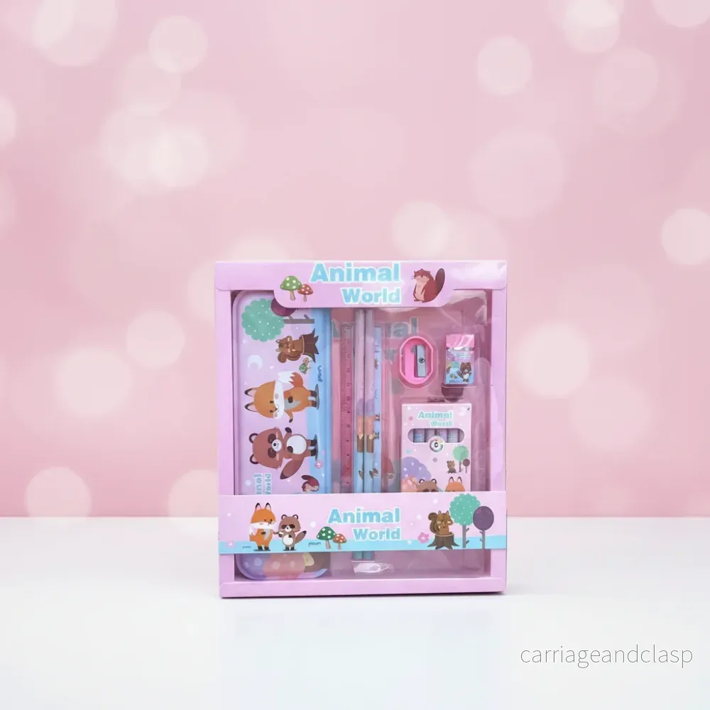 Kawaii Rosa Skrivset – Söta Stationery-accessoarer för Skola & Kontor
