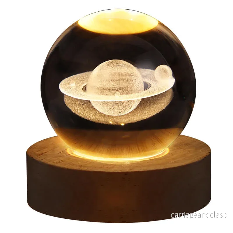 Kreativ Dekorativ Stjärnsystem Kristallboll USB LED Nattljus Bordslampa | Veska - Bild 3