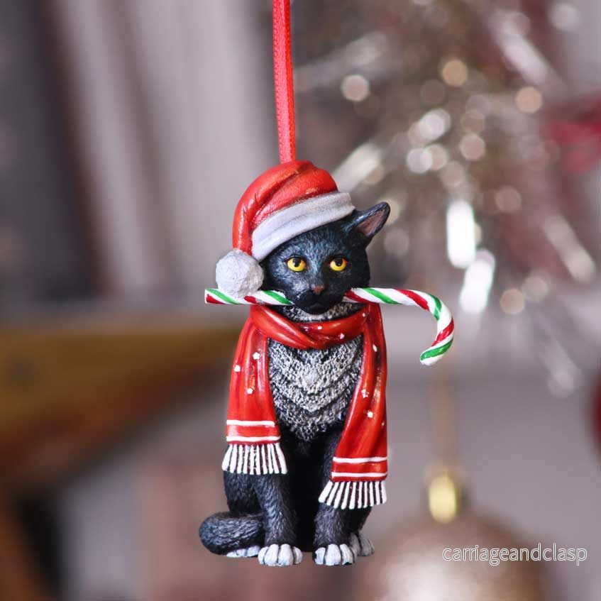 Lisa Parker - Katt med Polkagrisstång - Julgransdekoration