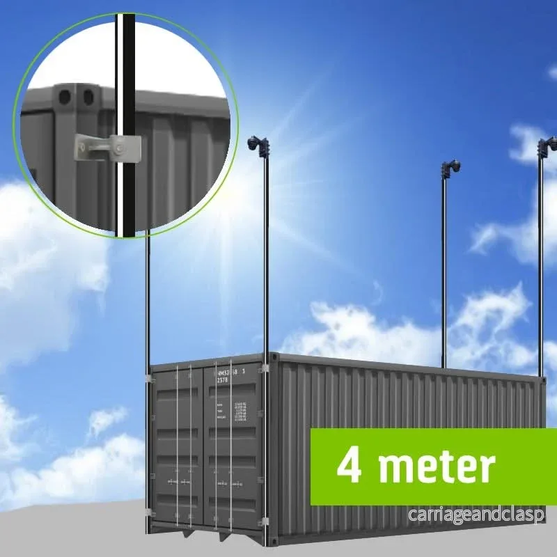 Kameramast 4 meter, Ø 60 mm, med containerklämmor