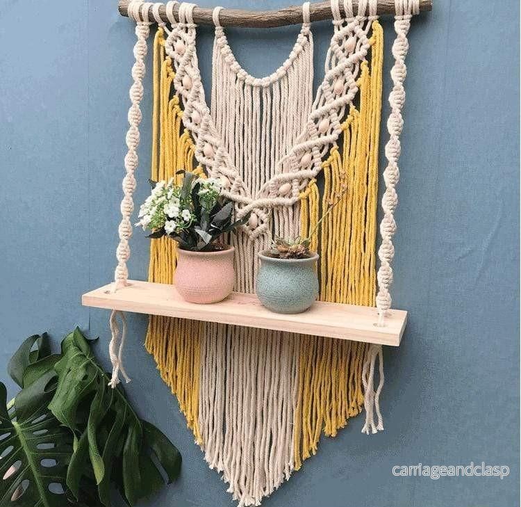 Trä Macrame Hängande Hylla | Veska - Bild 3
