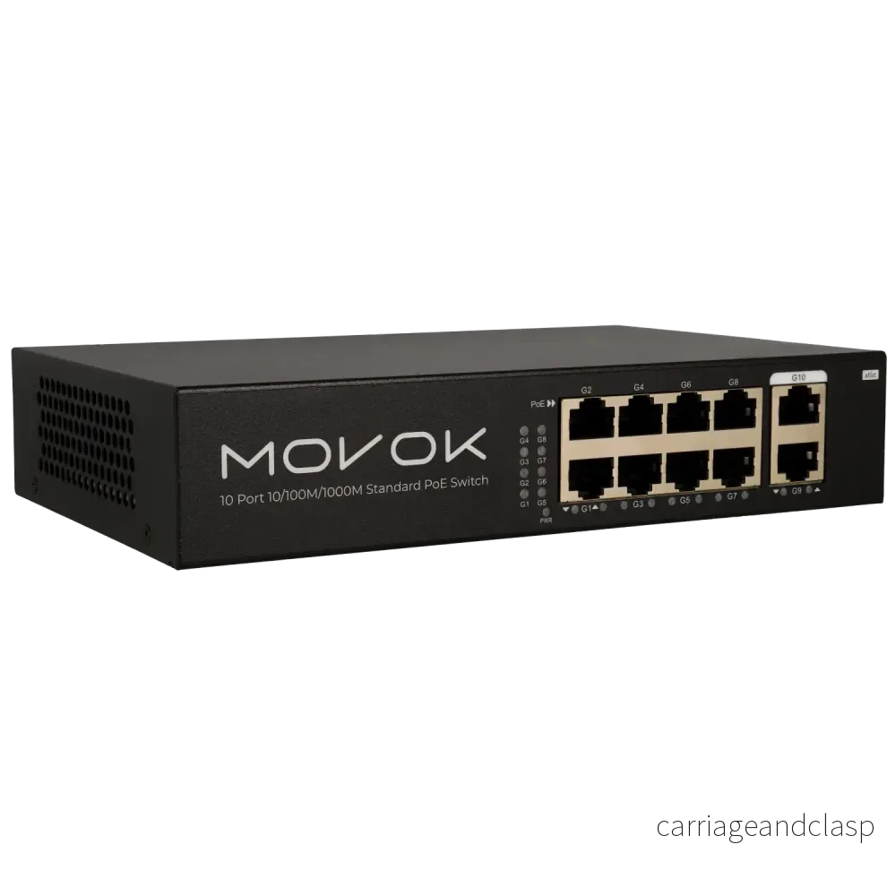 Movok 10-portars PoE-switch, 100 m PoE