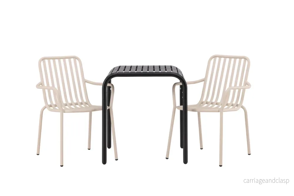 Borneo & Peking Cafebord Svart + Matstolar Beige - Bild 2