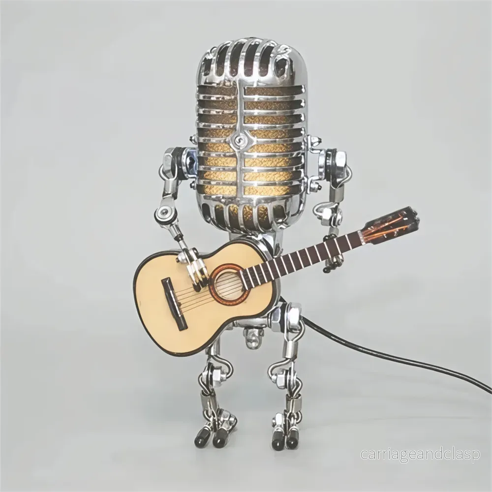 Bordslampa Robot Skulptur Metall Gitarr Ljus | Veska - Bild 3