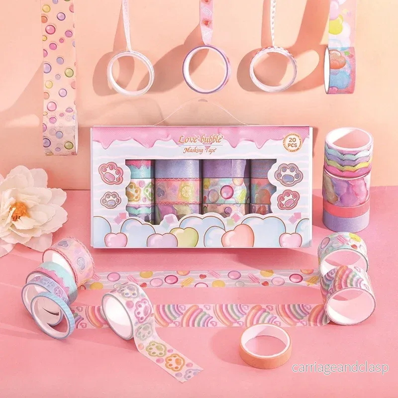 Washitejp Set 20st – Love Bubble i Olika Bredd för Scrapbooking & Pyssel
