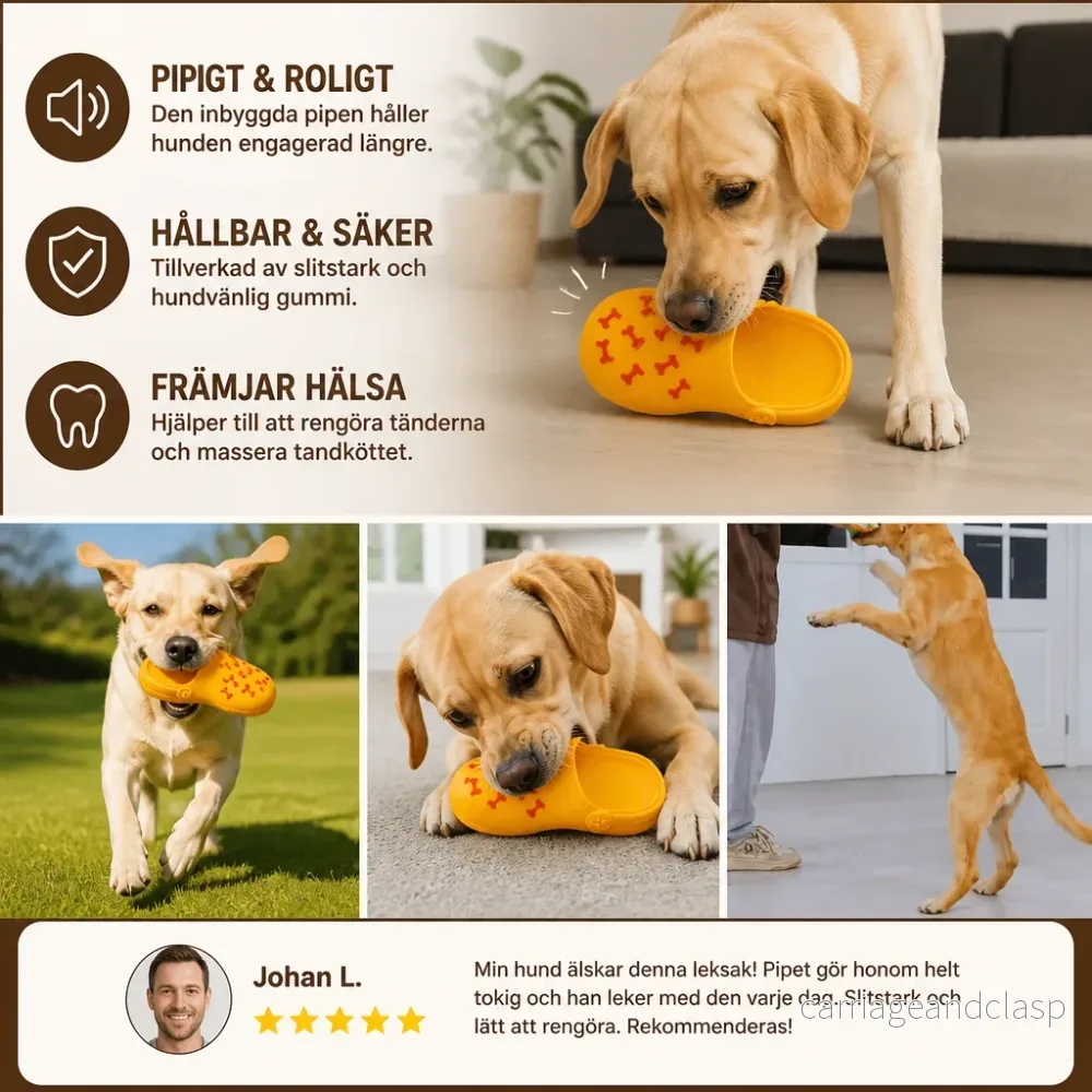 Interaktiv pipande tuggleksak för hundar i form av en toffel - Bild 3