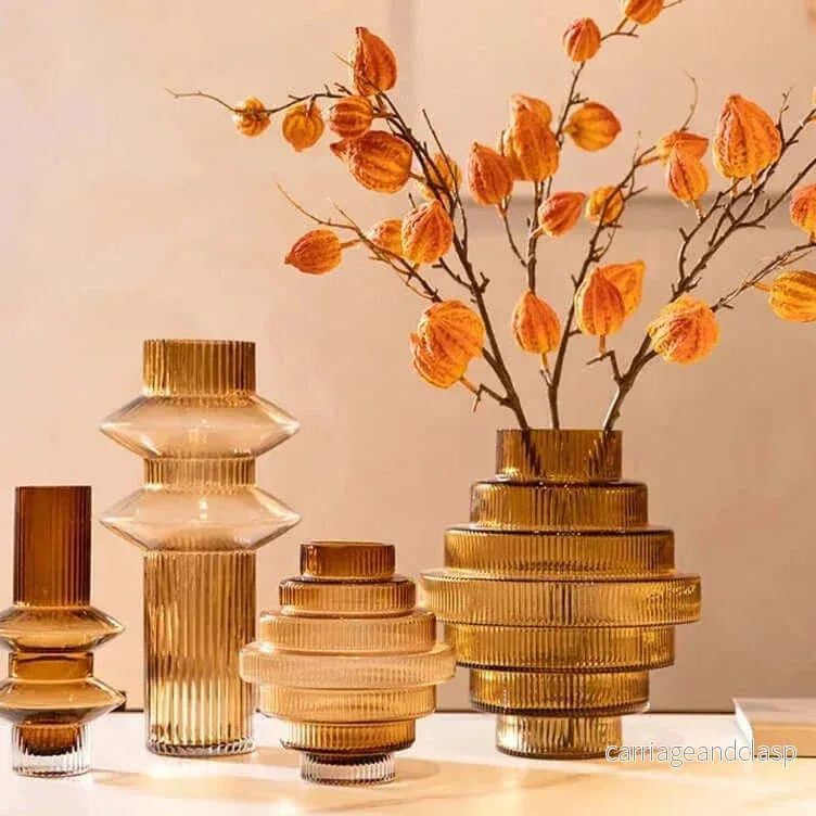 Elegant Amber Glass Vase - Contemporary decorative piece for stylish living spaces | Veska